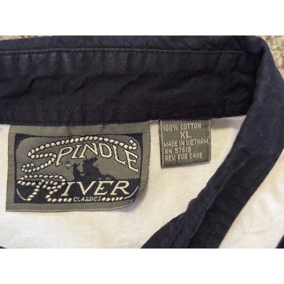 Vintage 100% Cotton Aztec Trim Western Navy Long Sleeve Button Down Rodeo USA XL - Picture 5 of 11